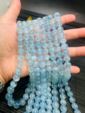 Aquamarine Round Beads 10MM mm Size - 5A Quality - Length 16 Inch- Code, Genuine Aquamarine, origin Brazil.