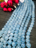 Aquamarine Round Beads 10MM mm Size - 5A Quality - Length 16 Inch- Code, Genuine Aquamarine, origin Brazil.