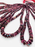 Purple Spiny Oyster Shell Roundel Beads • 6 to 12 mm Size • 40 cm length • AAA Quality • Spiny oyster with Turquoise Beads