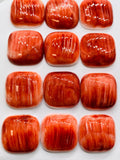 Spiny Oyster Shell Cushion Cabs • 20 mm Size • Pack of 2 Pcs • AAA Quality • Natural Shell Cabochon • Red Color