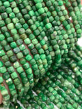 Tsavorite Faceted Cube Beads 4 mm - AAA Quality - Length 39 cm - Natural Tsavorite Box Beads