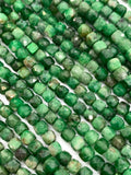 Tsavorite Faceted Cube Beads 4 mm - AAA Quality - Length 39 cm - Natural Tsavorite Box Beads