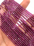 Rhodolite Garnet Faceted Cube Beads - 2 mm Size- AAA Quality- Natural Rhodolite Garnet Box Beads-