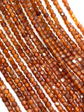 Hessonite Garnet Faceted Cube Beads - 2 mm Size- AAA Quality- Natural Hessonite Garnet Box Beads