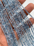 Aquamarine Faceted Cube Beads - 2 mm Size - Length 39 cm - Natural Aquamarine Box Beads