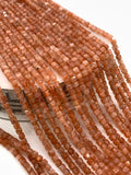 3 mm Sunstone Faceted Cube Beads - AAA Quality - 39 cm Length - Natural sunstone Dice Box Square Beads