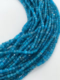 3 mm Neon Apatite Faceted Cube Beads - Length 39 cm - Natural Apatite Box Dice Beads