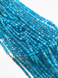 3 mm Neon Apatite Faceted Cube Beads - Length 39 cm - Natural Apatite Box Dice Beads