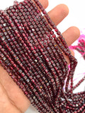 Red Garnet Faceted Cube Beads - 3 mm Size- AAA Quality- Natural Garnet Box Dice Beads