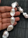 Freshwater Pearl Baroque Necklace - AAA Quality - Size Approx 15-17X22-25 MM, 925 silver clasp- Hand knotted Necklace