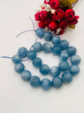 Aquamarine Round Beads - 20 mm Size - AAA Quality - Length 18 Inch- Code #2