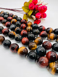 20MM Tiger Eye Round Beads - 40 cm Length - AAA quality - Natural Mix Color Tiger Eye Beads