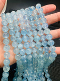 Aquamarine Round Beads 10MM mm Size - 5A Quality - Length 16 Inch- Code, Genuine Aquamarine, origin Brazil.