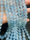 Aquamarine Round Beads 10MM mm Size - 5A Quality - Length 16 Inch- Code, Genuine Aquamarine, origin Brazil.