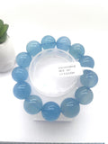 Aquamarine Round Bracelet •17 mm Size • Code #K1 • AAA Quality • 7.5 Inch Length • Stretch Bracelet • Natural Aquamarine Bracelet