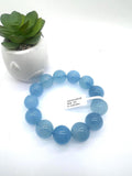 Aquamarine Round Bracelet •17 mm Size • Code #K1 • AAA Quality • 7.5 Inch Length • Stretch Bracelet • Natural Aquamarine Bracelet
