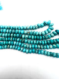Turquoise Roundel beads- 9-13 MM Size- genuine Blue Turquoise tumble beads- Length 16"