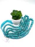Turquoise Roundel Beads -9-13 MM size - AAA Quality - Origin Peru - Length 16 Inch - Natural Turquoise Rondelle Beads