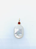 13X18 mm Natural Shell Charm Rectangle Cushion Shape - 925 Silver and gold plating- ShellPendant- Silver pendant with inlay gemstone