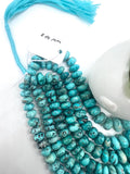 Turquoise Roundel Beads -8-14 MM size - AAA Quality - Origin Peru - Length 16 Inch - Natural Turquoise Rondelle Beads