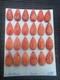 Spiny Oyster Shell Pear Cabs • 10x20 mm Size • Pack of 2 Piece • AAA Quality • Natural Shell Cabochon • Orange Color