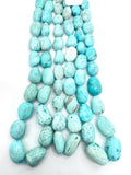 Turquoise nugget beads- 10-20X8-13 MM Size- genuine Blue Turquoise tumble beads- Length 16"
