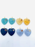 20X20 mm Gemstone Charm Puff Heart Shape - 925 Silver and gold plating- Gemstone Pendant- Silver pendant with inlay gemstone