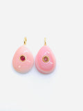 15X20 mm Shell Charm Pear Shape - 925 Silver and gold plating- Gemstone Pendant- Silver pendant with inlay gemstone