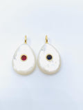 15X20 mm Shell Charm Pear Shape - 925 Silver and gold plating- Gemstone Pendant- Silver pendant with inlay gemstone