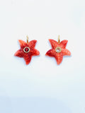 20x20 mm Natural Shell Starfish Charm Carving Sealife - 925 Silver and gold plating- Shell Pendant- Silver pendant with inlay gemstone