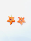 20x20 mm Natural Shell Starfish Charm Carving Sealife - 925 Silver and gold plating- Shell Pendant- Silver pendant with inlay gemstone