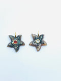 20x20 mm Natural Shell Starfish Charm Carving Sealife - 925 Silver and gold plating- Shell Pendant- Silver pendant with inlay gemstone
