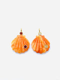 22X22 mm Natural Shell Charm Carving Fancy Shape - 925 Silver and gold plating- ShellPendant- Silver pendant with 2 inlay gemstone