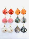 22X22 mm Natural Shell Charm Carving Fancy Shape - 925 Silver and gold plating- ShellPendant- Silver pendant with 2 inlay gemstone