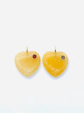 20X20 mm Gemstone Charm Puff Heart Shape - 925 Silver and gold plating- Gemstone Pendant- Silver pendant with inlay gemstone