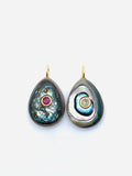 15X20 mm Shell Charm Pear Shape - 925 Silver and gold plating- Gemstone Pendant- Silver pendant with inlay gemstone