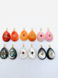15X20 mm Shell Charm Pear Shape - 925 Silver and gold plating- Gemstone Pendant- Silver pendant with inlay gemstone