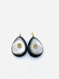 15X20 mm Shell Charm Pear Shape - 925 Silver and gold plating- Gemstone Pendant- Silver pendant with inlay gemstone