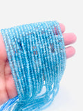 Blue Topaz Round Beads 3X4 mm Size - Top Quality, Length 40 cm - 100% Natural Blue Topaz Beads
