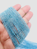 Blue Topaz Round Beads 2 mm Size - Top Quality, Length 40 cm - 100% Natural Blue Topaz Beads