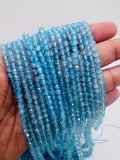 Blue Topaz Round Beads 4 mm Size - Top Quality, Length 40 cm - 100% Natural Blue Topaz Beads