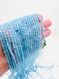 Blue Topaz Round Beads 4 mm Size - Top Quality, Length 40 cm - 100% Natural Blue Topaz Beads