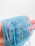 Blue Topaz Round Beads 4 mm Size - Top Quality, Length 40 cm - 100% Natural Blue Topaz Beads
