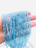 Blue Topaz Round Beads 4 mm Size - Top Quality, Length 40 cm - 100% Natural Blue Topaz Beads