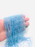 Blue Topaz Round Beads 4 mm Size - Top Quality, Length 40 cm - 100% Natural Blue Topaz Beads