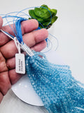 Blue Topaz Round Beads 4 mm Size - Top Quality, Length 40 cm - 100% Natural Blue Topaz Beads