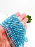 Blue Topaz Round Beads 3 mm Size - Top Quality, Length 40 cm - 100% Natural Blue Topaz Beads