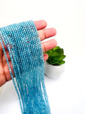Blue Topaz Round Beads 3 mm Size - Top Quality, Length 40 cm - 100% Natural Blue Topaz Beads