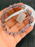 Blue Rutile Bracelet • 8.50 mm Size • Code #B3 • AAAA Quality • Natural Rutilated Quartz • Rutile Round Bracelet