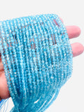 Blue Topaz Round Beads 3X4 mm Size - Top Quality, Length 40 cm - 100% Natural Blue Topaz Beads